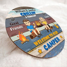 Welcome To Our Camper Gift For Camping Couples Personalized Custom Door Sign