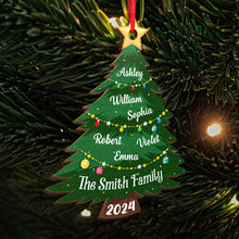 Christmas Tree Family - Personalized Wooden Cutout Ornament - Gifts For Family