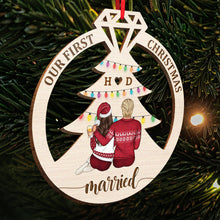 Our First Christmas - Personalized Wooden Cutout Ornament - Gift For Married Couples, Husband, Wife