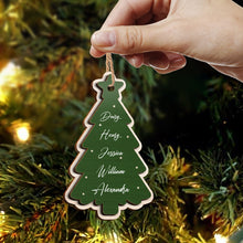 Family Names Christmas Tree - Personalized 2-Layered Wooden Ornament - Gifts For Family