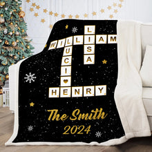 Custom Family Name Crossword Blanket - Personalized Photo Blanket - Christmas Gifts For Family