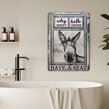 Donkey metal sign, Donkey Black White Hello Sweet Cheeks Metal Signs