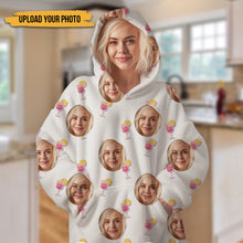 Personalized Oversized Blanket Hoodie Custom Face Warm Hoodie Cocktail Pattern Gift For Besties Mother