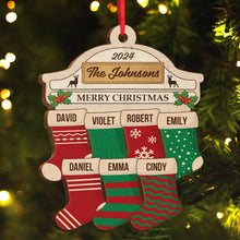 Funny Socks Merry Christmas - Customized Personalized Wooden Cutout Ornament - Christmas Gift For Family