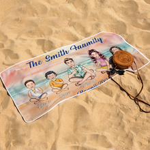 Family On The Beach - Customized Personality Beach Towel - Gift For Family