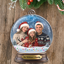 Custom Photo Family Snow Globe - Personalized Custom Acrylic Ornament - Christmas Gift For Family