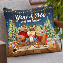 You & Me And The Fur Baby - Customized Personalized Pillow - Christmas Couple Gift For Dog Mom Dog Dad