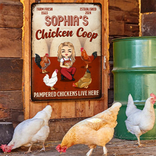 Pampered Chickens Live Here - Farm Chicken Sign - Personalized Custom Metal Signs