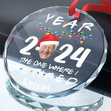 Custom Photo Year 2024 The One Where I Retired - Personalized Glass Ornament - Gift For Family