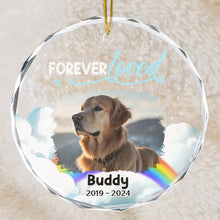 Custom Photo Forever Loved Pet Memorial - Personalized Glass Ornament - Gift For Memorial