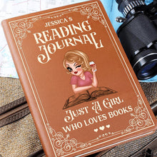 I'm Just A Girl Who Loves Books - Personalized Customized Leather Journal - Gift For Book Lovers