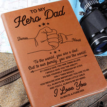 To My Hero Dad - Personalized Leather Journal - Father's Day Gift For Dad, Grandpa