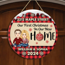 Our First Christmas In Our New Home - Customized Personalized Door Sign - Christmas Gift For Couple Husband Wife