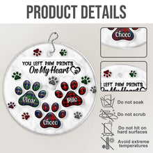 Paw Prints On My Heart - Personalized Car Ornament - Gift For Pet Lovers, Dog Lovers, Cat Lovers