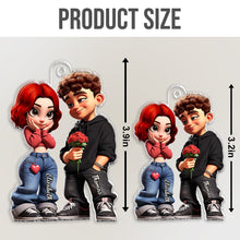 3D Y2k Style Couple - Customized Personalized Acrylics Car Ornament - Valentine's Day Gift For Couples, Lovers