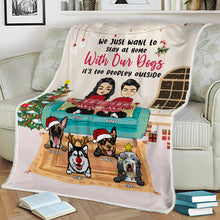 Stay Home With Our Dogs - Personalized Flannel Blanket - Christmas Gifts For Couples, Dog Lovers