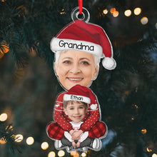 Custom Photo Grandma & Grandkid - Personalized Acrylic Ornament - Christmas Gift For Granddaughter Grandson