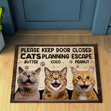 Custom Photo Cats Planning Escape - Personalized Doormat - Gift For Pet Dog Cat Lover