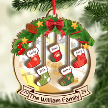 Christmas Family Socks - Personalized Custom Mirror Wooden Ornament - Gift For Family