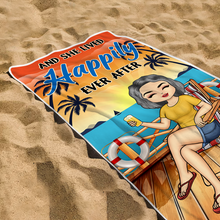 And She Lived Happily Ever After Vacation Gift For Her, Him Personalized Custom Beach Towel