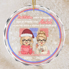 Custom Character - Here's To Another Year Of Bonding Over Alcohol - Personalized Custom Christmas Glass Ornament Gift For Her, Bestie