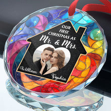 Custom Photo - Our First Christmas - Customized Personalized Glass Ornament - Christmas Gift For Couple