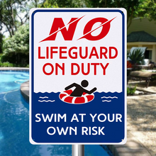 No Lifeguard On Duty Swim At Your Own Risk Swimming Poolside Backyard Themed Metal Sign