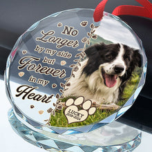 Custom Photo Memorial Christmas Forever In My Heart - Customized Personalized Glass Ornament - Gift For Dog Lover, Pet Lover