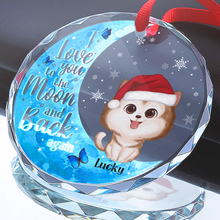 Love You To The Moon And Back Pet Lovers - Personalized Glass Ornament - Gift For Dog Lovers