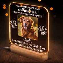 Custom Pet Photo When Tomorrow Without You - Customized Personalized 3D LED Light - Gift For Memorial Dog Family Loss Gift