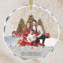 Custom Photo Family Christmas -  Personalized Custom Glass Ornament - Christmas Family Gift