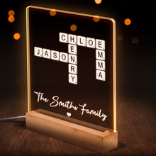 Crossword With Family - Personalized Customized 3D LED Light - Gift For Family Members