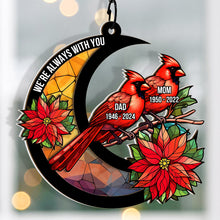 Memorial Cardinal Stained Glass Moon - Personalized Acrylic Window Suncatcher Ornament - Gift For Memorial