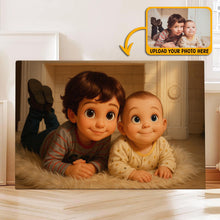Cartoonize Family Photo Pixar Style - Turn Your Photo to Cartoon Canvas - Gift For Family Members, Siblings