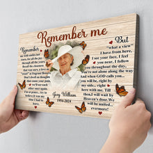 Remember Me Canvas Wall Art - Personalized Customized Canvas - Memorial Gift For Family Members