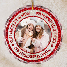 Bling Bling Glitter Custom Photo Ornament - Personalized Glass Ornament - Christmas Gift For Best Friends, Besties, Soul Sisters