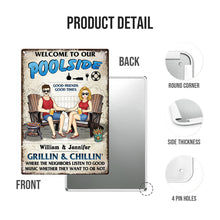 Welcome Sign - Grilling And Chilling - Personalized Metal Signs For Backyard and Poolside