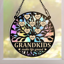 Grandkids Make Life Grand - Personalized Acrylic Window Suncatcher Ornament - Gift For Family Grandma Grandpa Grandparents