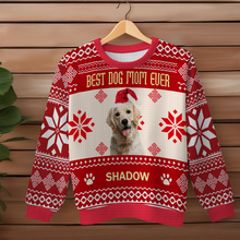 Custom Photo Personalized Custom Ugly Sweater Lovely Puppy Face Best Dog Mom Ever Christmas Sweater