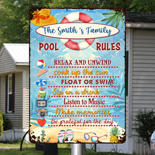 Swimming Pool Rules Summer Poolside Decor Personalized Custom Metal Sign