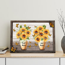 First Mom Now Grandma Sunflower Pot - Personalized Customized Canvas - Mother's Day Gifts For Mom, Wife, Her