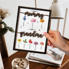 From Mommy To Grandma Flower - Personalized Customized 2-Layered Wooden Plaque - Gift For Mom, Grandma, Wife, Her