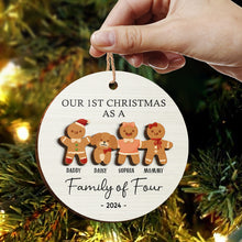 First Christmas As A Family As A Gingerbread- Personalized 2-Layered Wooden Ornament - Gifts For Family