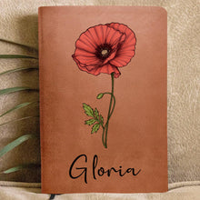 Birth Month Flowers Bloom Where You're Planted - Personalized Customized Leather Journal - Gift For Family Members, Book Lovers