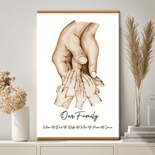 Parents Hands With Kids Family Gift Home Decor Personalized Custom Framed Canvas Wall Art