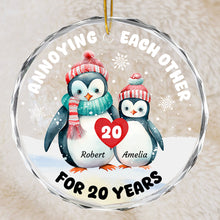 Christmas Penguin Couple Shaped - Personalized Glass Ornament - Christmas Gift For Couple, Lovers