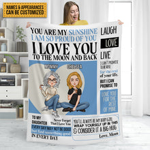 Mom And Daughter Personalized Blanket Custom Fleece Blanket - I Love You To The Moon And Back