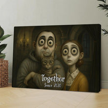 Custom Couple Photo Gothic Animated Style - Personalized Customized Canvas - Unique Halloween Gift For Couple, Him, Her, Husband, Wife