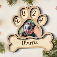 Custom Photo Dog Footprint - Personalized 2-Layered Wooden Ornament - Christmas Gifts For Dog Lover