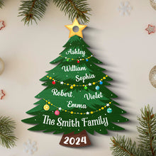 Christmas Tree Family - Personalized Wooden Cutout Ornament - Gifts For Family